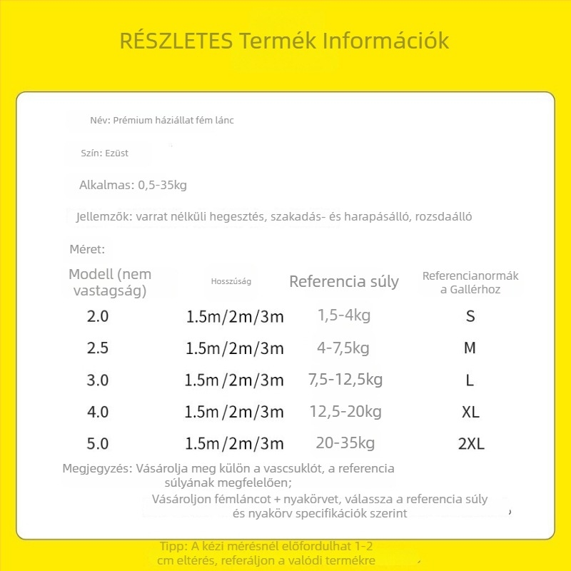 Állati számára láncos póráz - nem kihúzható, modell XR635786859033, 200 darabos doboz