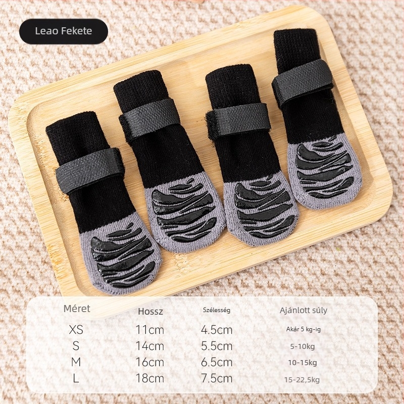 Kutyaszokni hosszított lábfejjel, csúszásmentes beltéri zokni, mintázat: szín-összehangolás, pamut, sík kötés, domborított felület