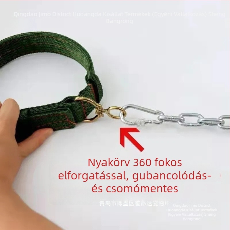 Kutyapóráz fémlánccal, harapásálló, nagytestű kutyáknak; sétára.