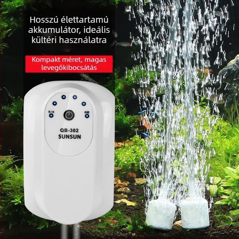 Kompakt, újratölthető hordozható oxigénpumpa otthoni akváriumhoz, kettős használatban: akváriumi levegőztetés és horgászat