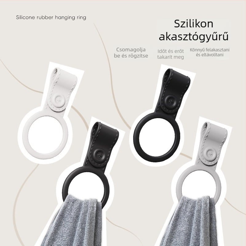 Törölközőgyűrű - kör alakú szilikon, állítható, fúrás nélküli szerelés, teherbírás 1 kg