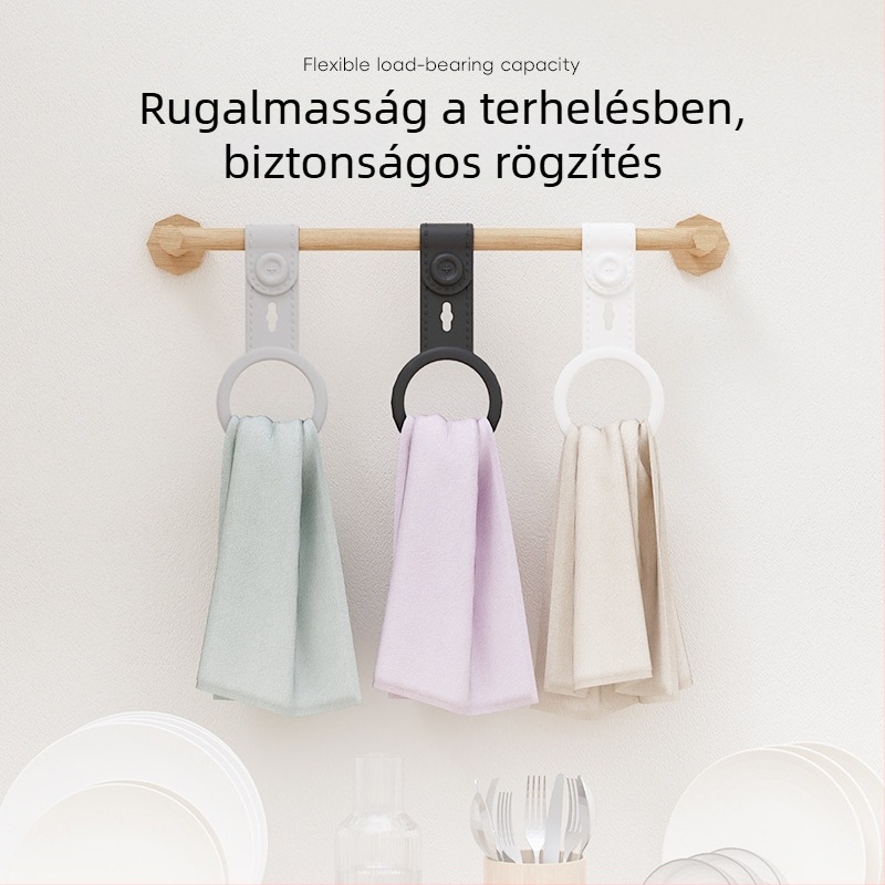 Törölközőgyűrű - kör alakú szilikon, állítható, fúrás nélküli szerelés, teherbírás 1 kg