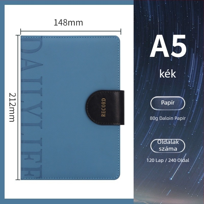 Üzleti notesz műbőr borítóval, Daolin 80 g belső papírral, 200–300 oldal, cérnázott ragasztott kötés, ajándékdoboz mellékelve