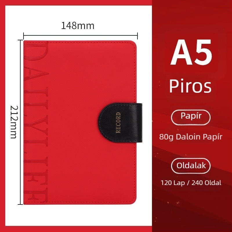 Üzleti notesz műbőr borítóval, Daolin 80 g belső papírral, 200–300 oldal, cérnázott ragasztott kötés, ajándékdoboz mellékelve