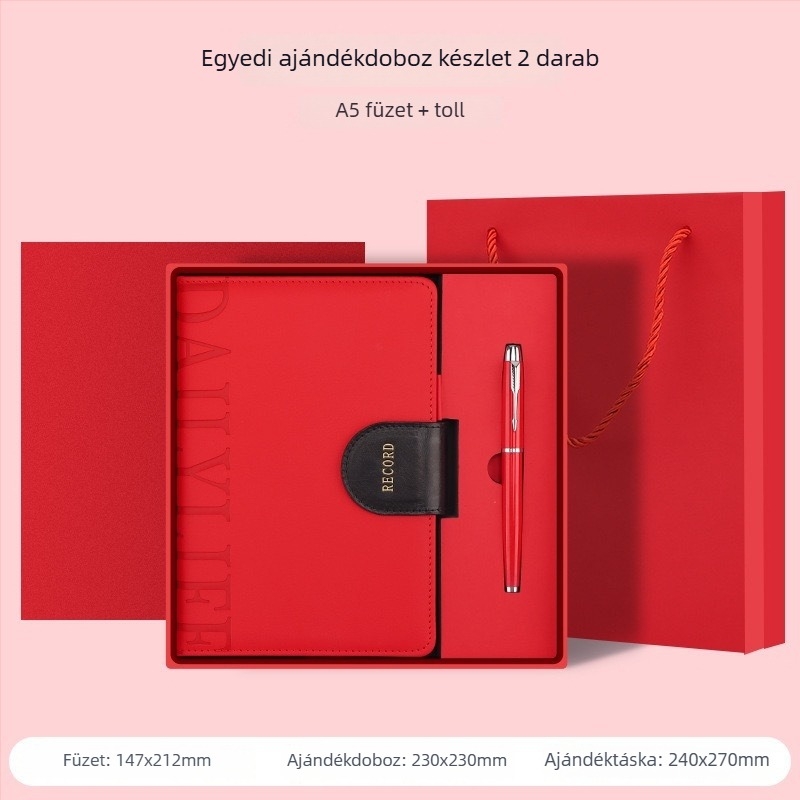 Üzleti notesz műbőr borítóval, Daolin 80 g belső papírral, 200–300 oldal, cérnázott ragasztott kötés, ajándékdoboz mellékelve