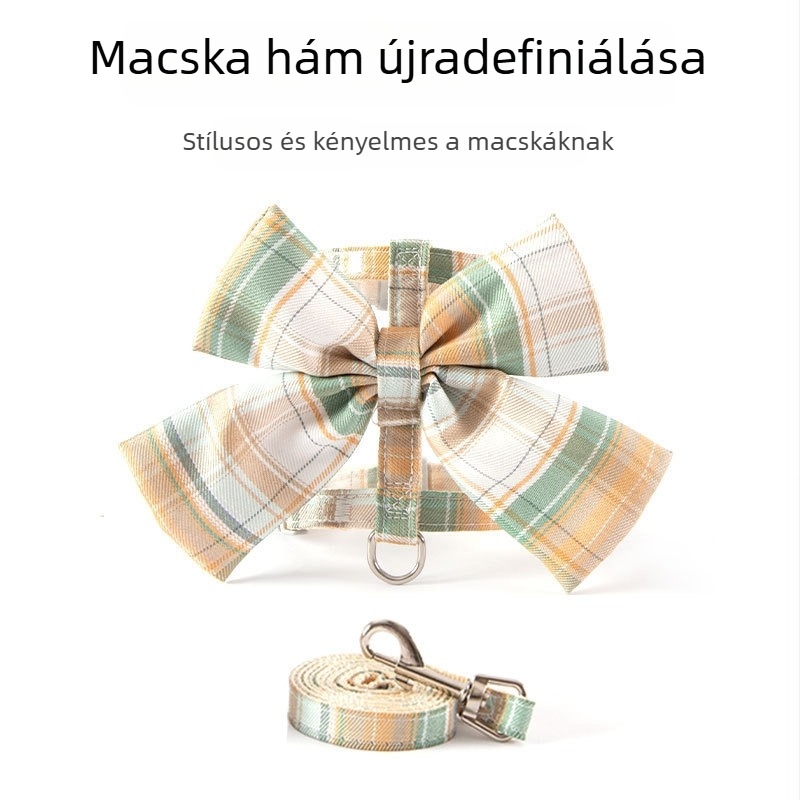 Macska póráz I-alakú masnival, nem nyújtható, poliészter, anti-szökés kialakítás