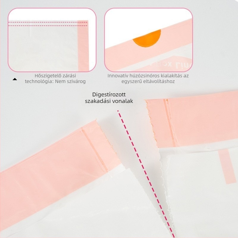 HDPE macskaalom-hulladéktasakok, folyamatos tekercsben, nagy húzózsinóros zárással és automatikus zárással