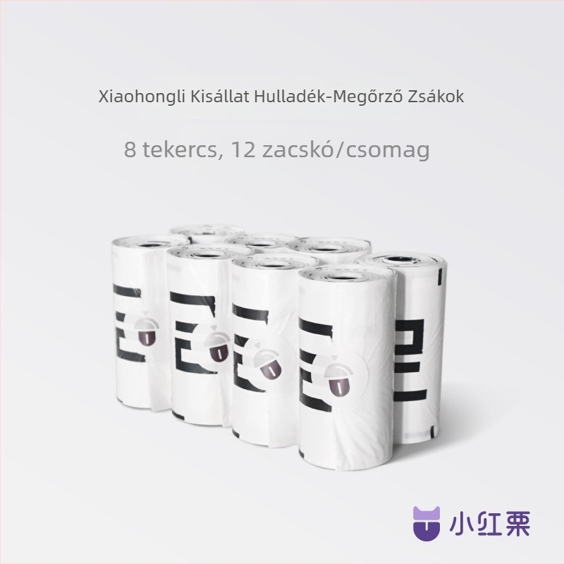 Állati ürülék zacskók, vastagított, teljesen biodegradálható, kutyáknak és macskáknak - PE, 160 db, Little Red Chestnut