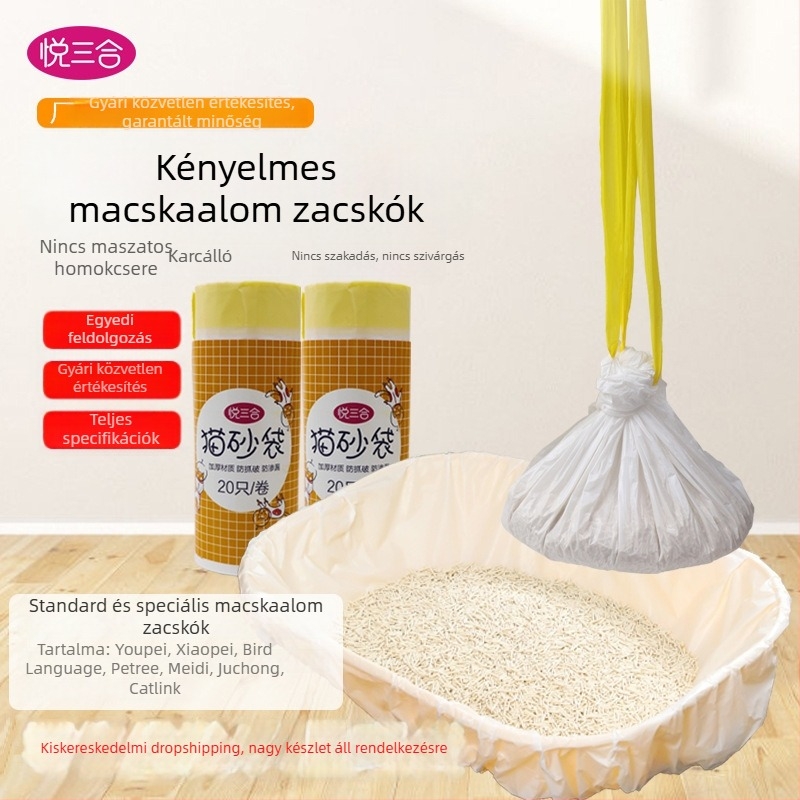 Vastagított macskaalmok és szemeteszacskók húzózáras, automata záródással, otthoni használatra