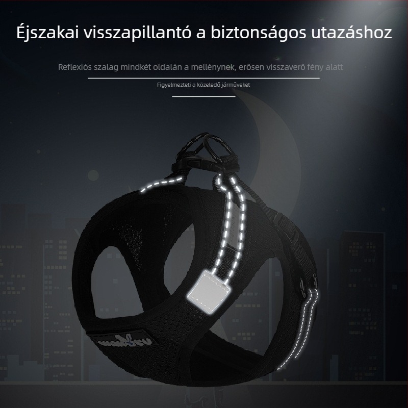 Kihúzható nylonos póráz macskáknak és kutyáknak világító mellény-stílusú dizájn