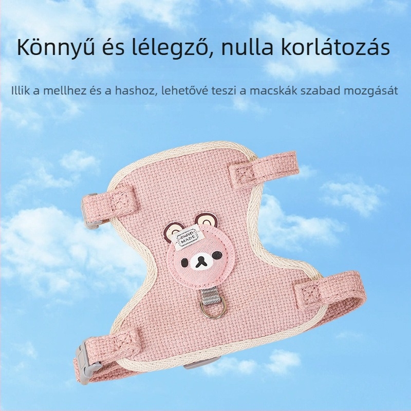 Macska póráz aranyos macska tappancs mintával, nyújtható, textilből készült, állítható pánttal