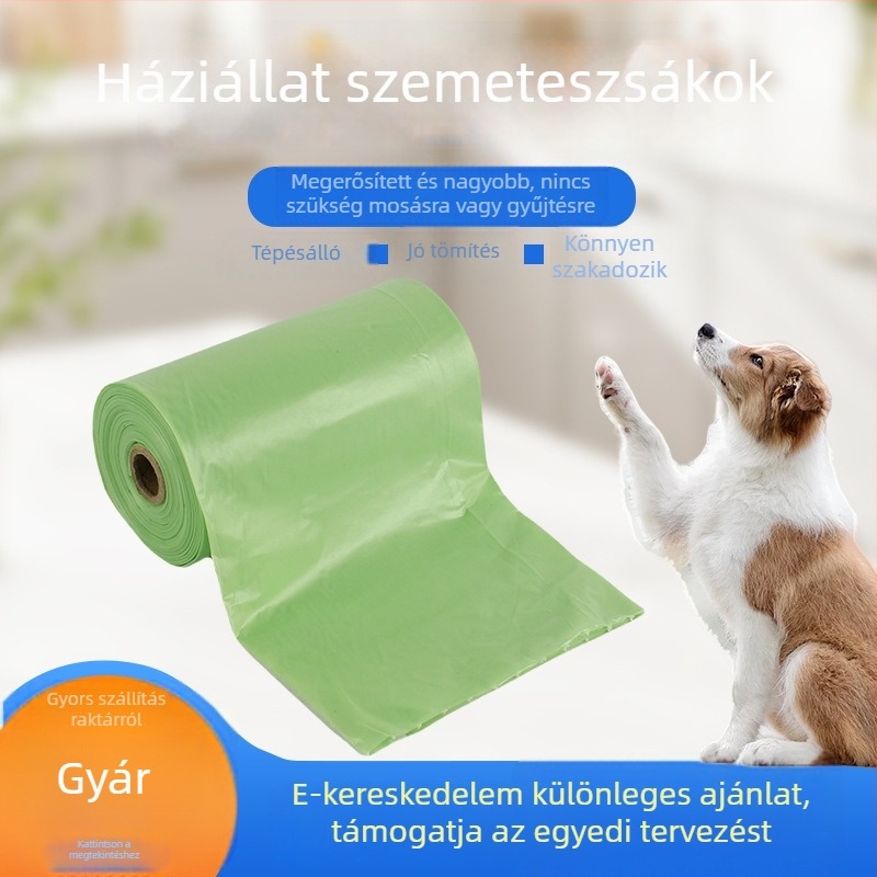 Biodegradábilis kutyaürülék zacskók, rolós típus, vastagított, teljesen lebomló anyagból