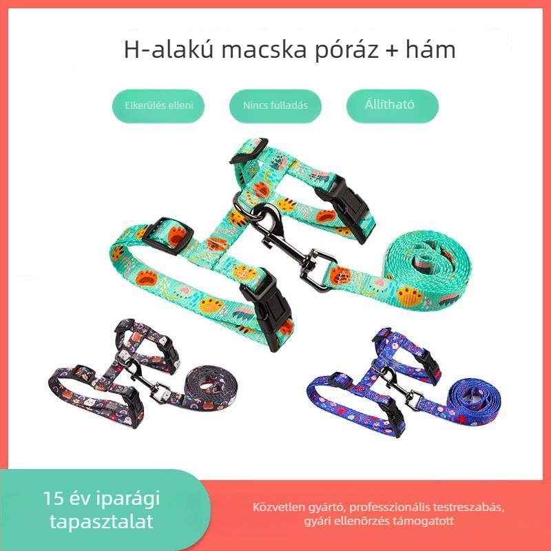 Macska póráz készlet poliészter anyagból, anti-szakadás funkció, 100 db/doboz