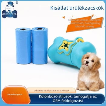 Hordozható dobozos kisállatürülék-zacskók, vastagított tekercses zacskók macskáknak és kutyáknak, egyszer használatos, sík szájú