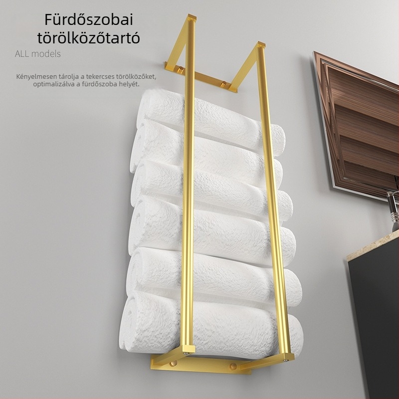 Rozsdamentes acél törölközőtartó - falra szerelhető, teherbírás 10 kg, 1 réteg, perforált, modern minimalist Dizájn