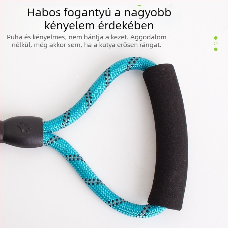 Megvastított nylonos kutyapóráz, harapásálló és fényvisszaverő, univerzális közepes és nagy testű kutyák számára