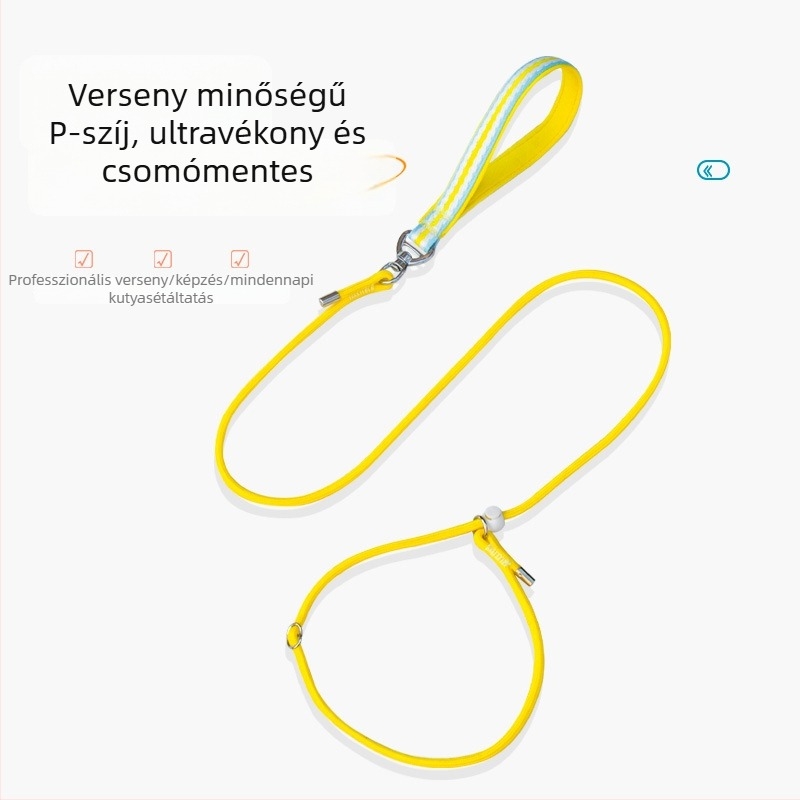Versenykategóriás P zsinór és P lánc kutyapóráz – minden méretű kutyához, edzésre és sétákhoz, tekeredésmentes