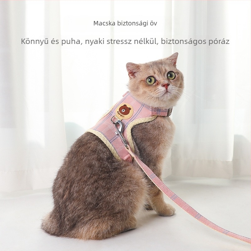 Macska húzóöv hálós mellény stílusú, poliészter, I-formájú rácsos dizájn, bővíthető, márka Neighbor Kittens