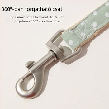 Macska mellkas-hám pórázzal, I-alakú pánt, pöttyös masni