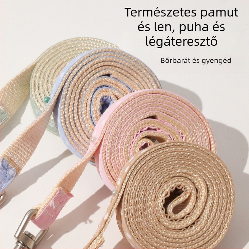 Macska mellkas-hám pórázzal, I-alakú pánt, pöttyös masni