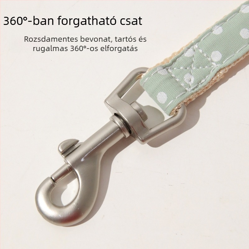 Macska mellkas-hám pórázzal, I-alakú pánt, pöttyös masni