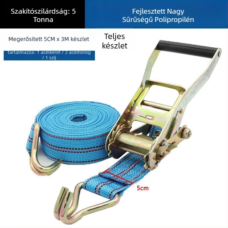 5 tonnás poliészter heveder feszítőcsattal és dupla kampóval, autóhoz — Niu Baide Összehúzó heveder