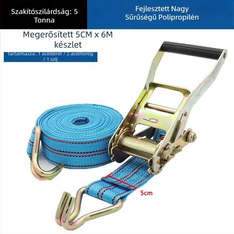 5 tonnás poliészter heveder feszítőcsattal és dupla kampóval, autóhoz — Niu Baide Összehúzó heveder