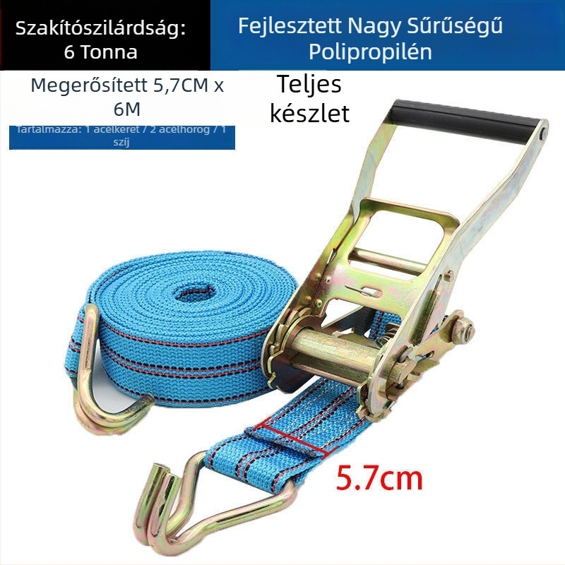 5 tonnás poliészter heveder feszítőcsattal és dupla kampóval, autóhoz — Niu Baide Összehúzó heveder