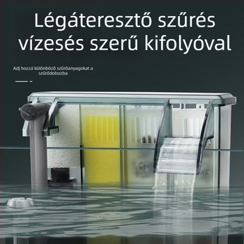 Falihoz szerelhető külső akváriumi szűrő cirkulációs pumpával és szűrőanyaggal, modell RLD-102
