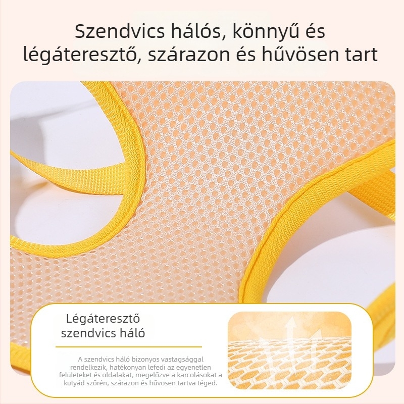 Macska mellény-stílusú hám, 3D virág mintával, poliészter és háló