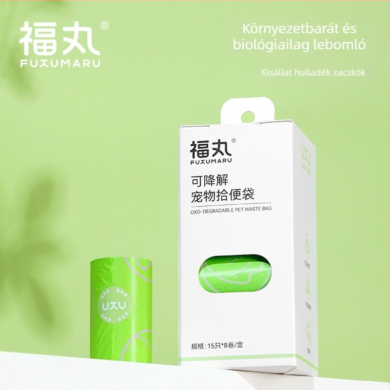 Biodegradálható, egyszer használatos kisállat ürülék-zsákok folyamatos tekercsben, kutyáknak és macskáknak