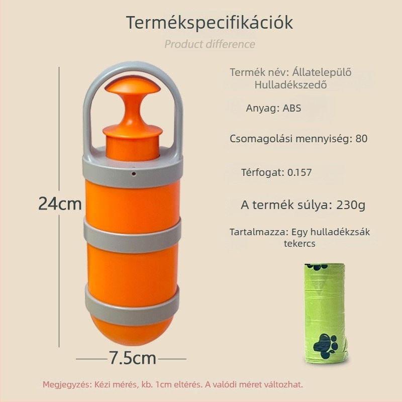 Kisállat ürülékgyűjtő hordozható eszköz kutyáknak és macskáknak, összecsukható, műanyagból, 80 darabos dobozban