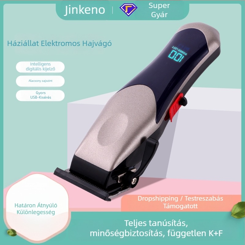Zinke háziállatok számára készült elektromos klipper brushless motorral, rozsdamentes acél pengével, levehető és mosható vágófej, 37-110V