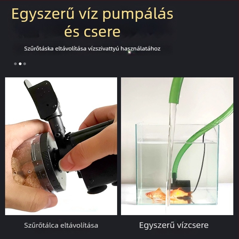 Akváriumi szűrő három az egyben keringetőpumpával, beépített vízcsere nélküli funkció, ultracsendes oxigénezés, merülőpumpa