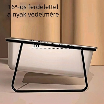 Rozsdamentes acélból készült háziállat-etető tál, csúszásmentes és harapásálló, külön étel- és víztál, emelt nyakvédő állvánnyal