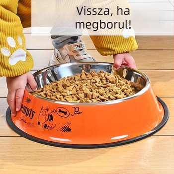 Macskák és kutyák számára készült rozsdamentes acél etetőtál, megvastított, esésálló, felborulás elleni