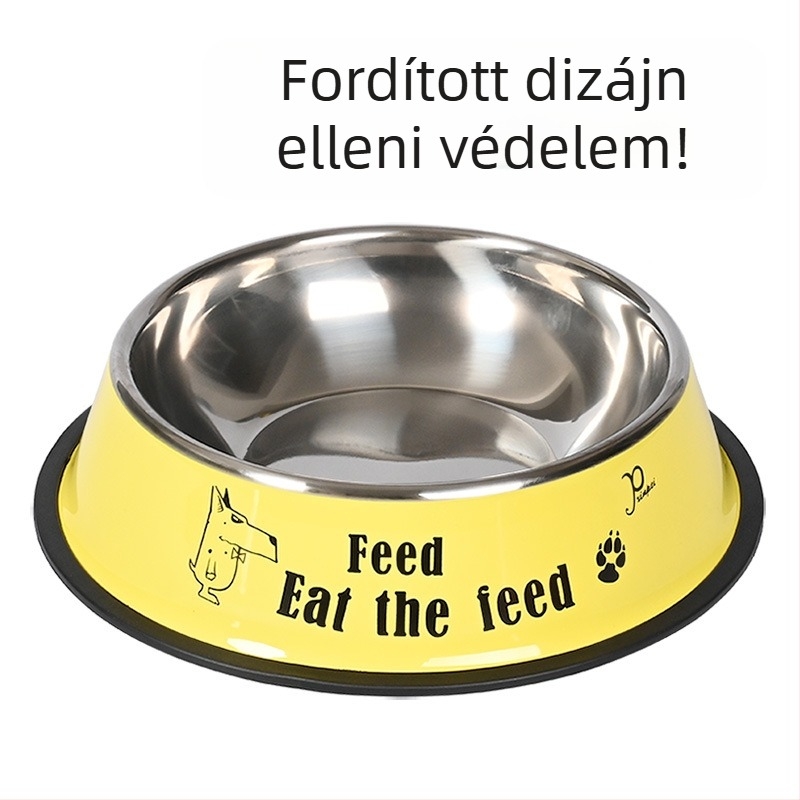 Macskák és kutyák számára készült rozsdamentes acél etetőtál, megvastított, esésálló, felborulás elleni