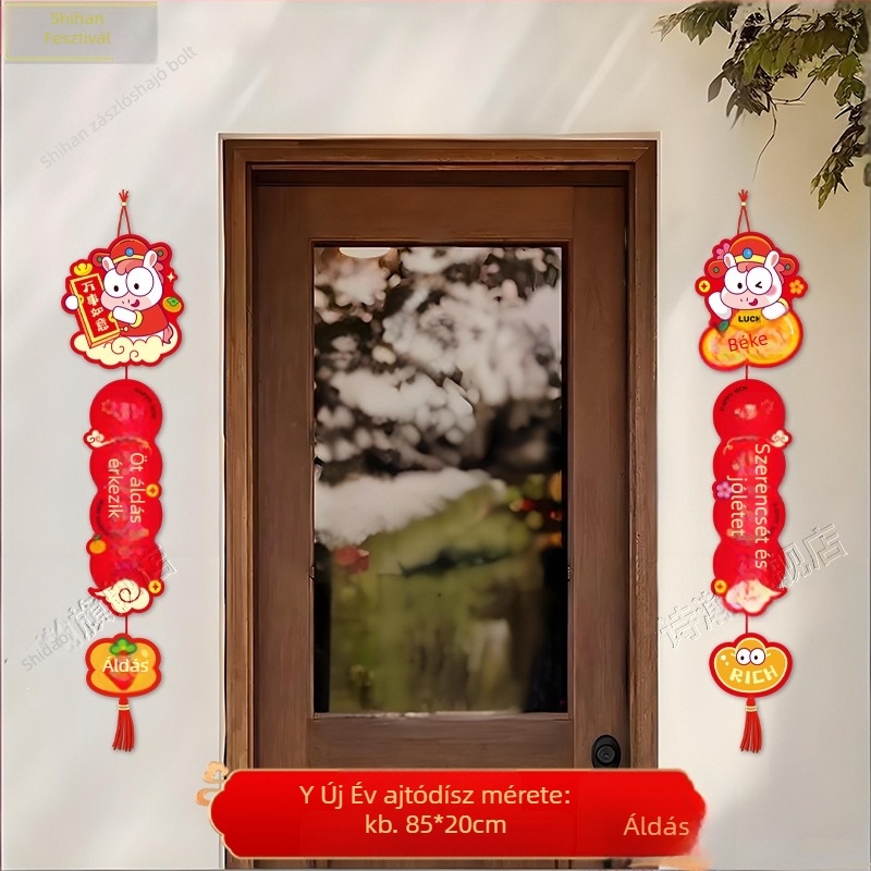 Papír ajtófüggöny dekoráció tavaszi fesztiválhoz, helyszíni rekvizit, ünnepi stílus