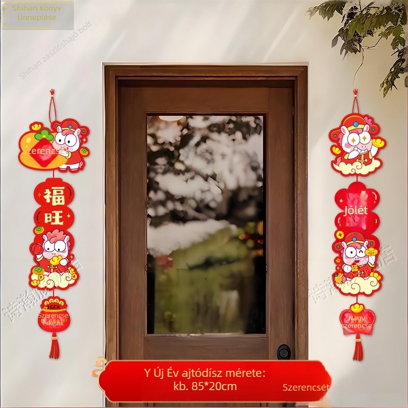Papír ajtófüggöny dekoráció tavaszi fesztiválhoz, helyszíni rekvizit, ünnepi stílus
