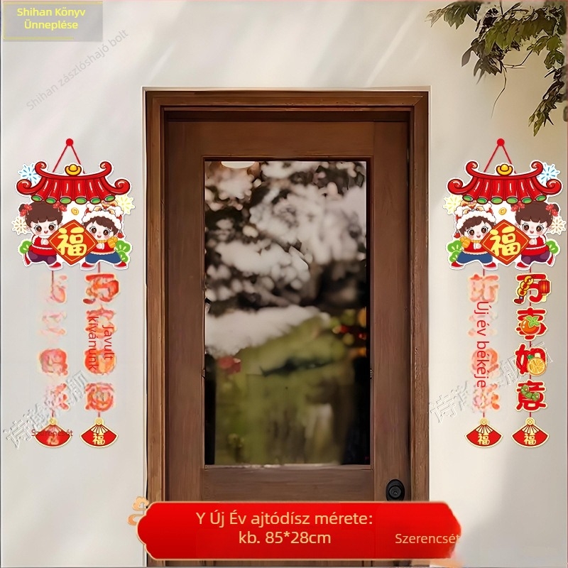 Papír ajtófüggöny dekoráció tavaszi fesztiválhoz, helyszíni rekvizit, ünnepi stílus