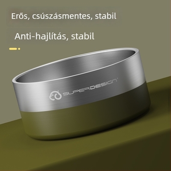 304 rozsdamentes acélból készült háziállat tál macskák és kutyák számára – kétszintes, csúszásmentes, ivó- és etetőtál