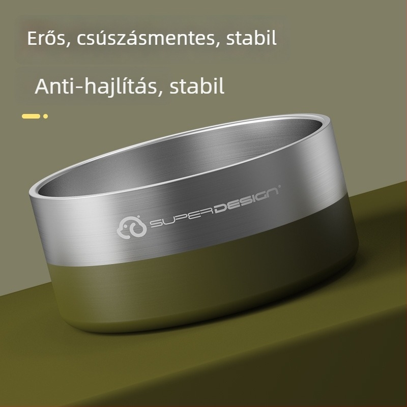 304 rozsdamentes acélból készült háziállat tál macskák és kutyák számára – kétszintes, csúszásmentes, ivó- és etetőtál