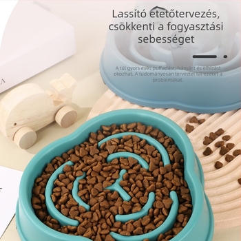 Macska etető tál lassú etetéssel – fulladás elleni, csúszásmentes, oktató egészség tál (anyag: PP)