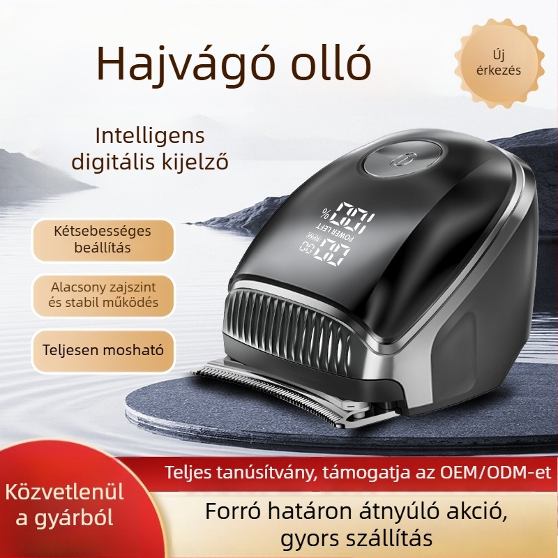 2‑in‑1 hajvágó készülék, teljesen mosható, digitális kijelző, száraz és nedves használathoz