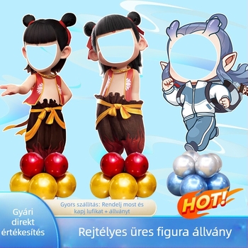 Születésnapi jelenetszín dekoráció Nezha, Ao Bing és Taiyi Zhenren figurákkal és lufikkal (Anyag: műanyag; Importált: Nem; IP-engedély: Nem; Sporteseményekhez)