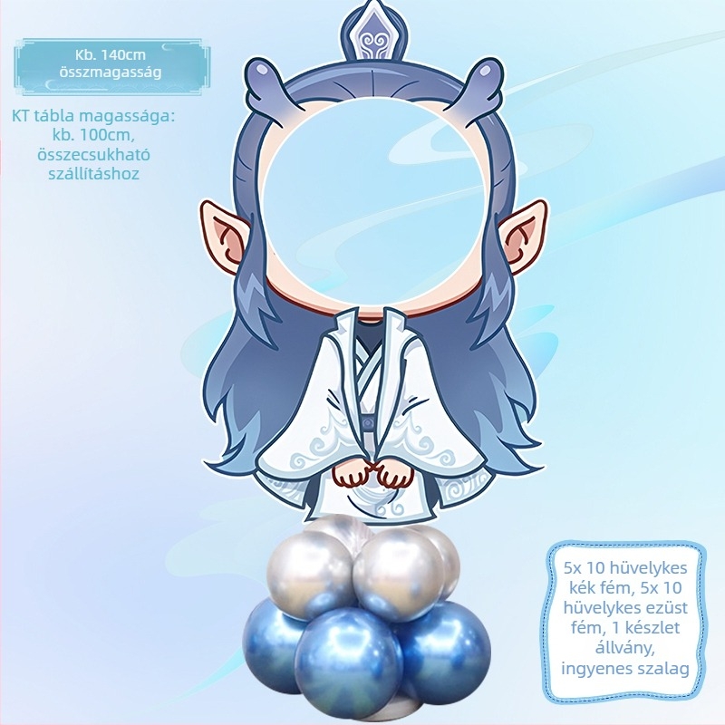 Születésnapi jelenetszín dekoráció Nezha, Ao Bing és Taiyi Zhenren figurákkal és lufikkal (Anyag: műanyag; Importált: Nem; IP-engedély: Nem; Sporteseményekhez)