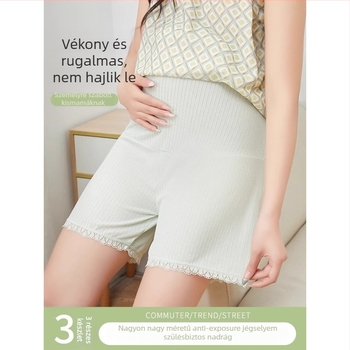 Szülési biztonsági nadrág - magas derék, Ice Silk nylon, lélegző kötött rövidnadrág pocak-támogatással, egész éves viselet