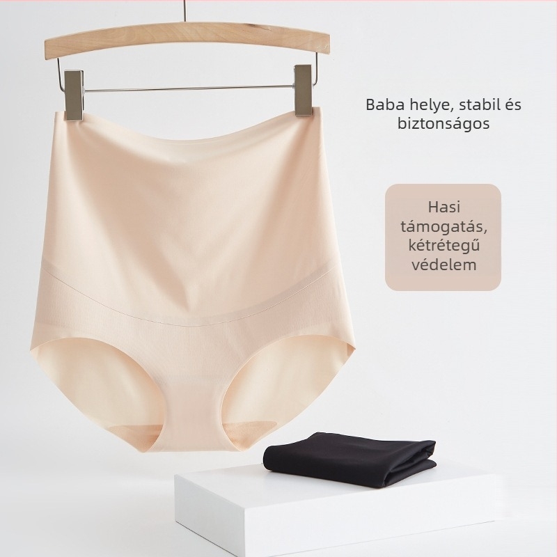Nagy derekú terhességi bugyi, antibakteriális, légáteresztő nylon anyagból, hasi támogatás