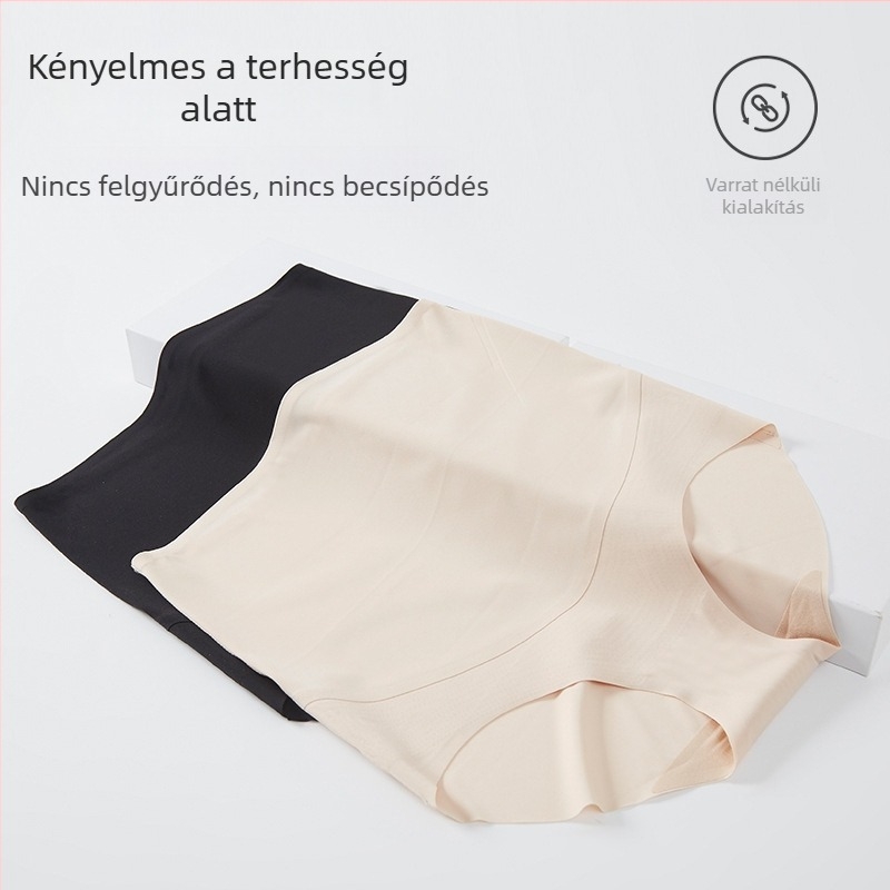 Nagy derekú terhességi bugyi, antibakteriális, légáteresztő nylon anyagból, hasi támogatás