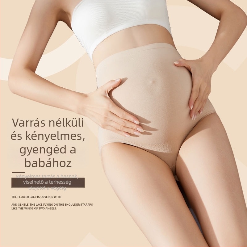 Női terhességi pamut alsónemű, magas derekú, pocaktámasz, lélegző, kényelmes, plusz méret
